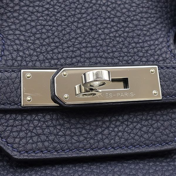 Hermes Handbag Birkin 35 Togo Blue Nuit Silver Hardware Navy Blue C Engraved