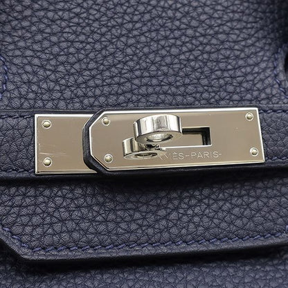 Hermes Handbag Birkin 35 Togo Blue Nuit Silver Hardware Navy Blue C Engraved