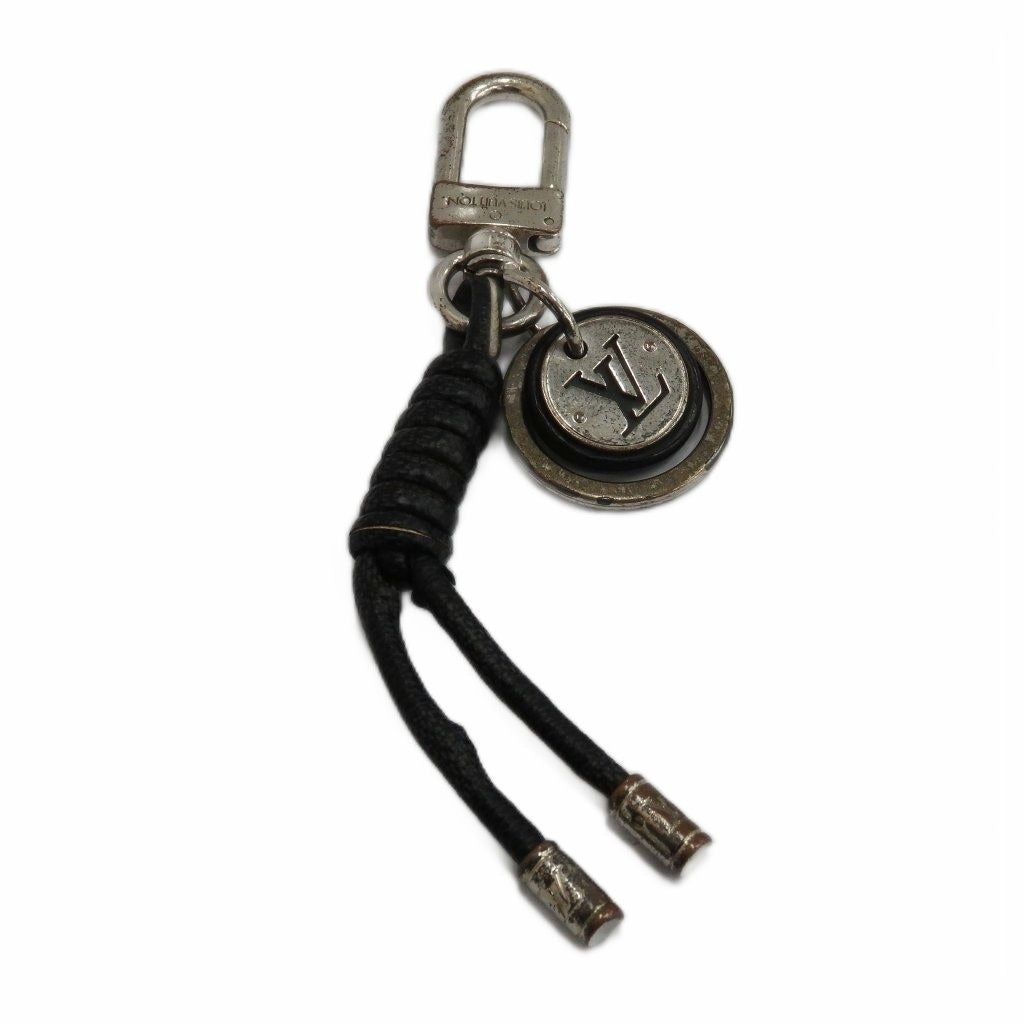 Louis Vuitton Key Holder Key-ring Charm Strap Leather Logo Black GY11 MQ