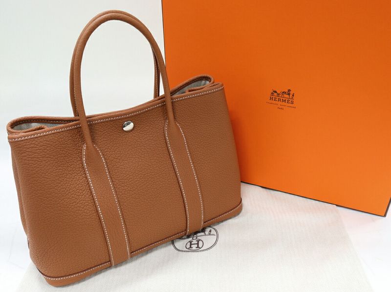 Hermes Tote Handbag Garden Party 30 TPM Negonda Gold Silver Hardware