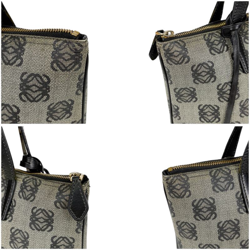 Loewe Mini Tote Bag Repeat Anagram Logo Navy Blue Pvcleather Shoulder Bag With