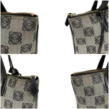 Loewe Mini Tote Bag Repeat Anagram Logo Navy Blue Pvcleather Shoulder Bag With