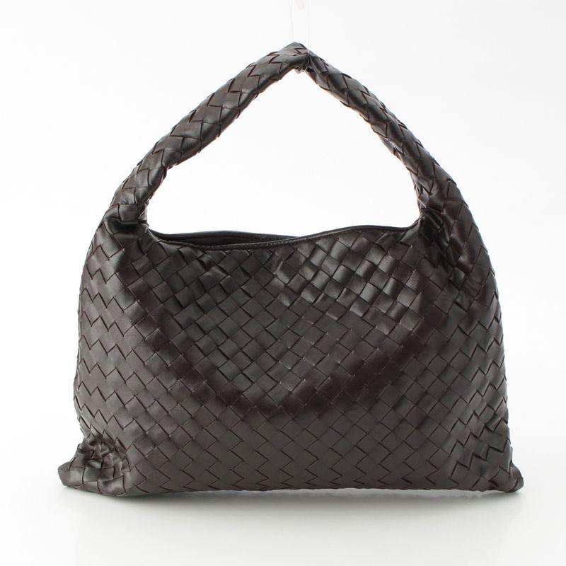 Bottega Veneta Hop Small Leather Intrecciato One Shoulder Handbag Brown