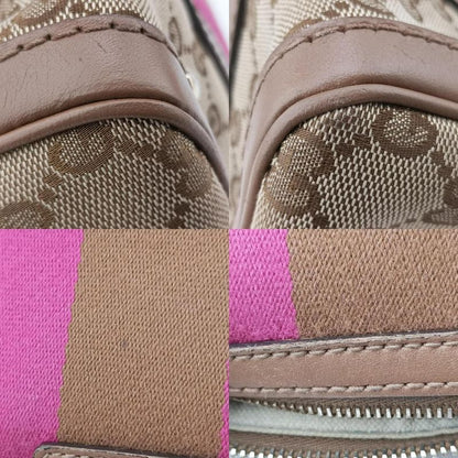 Gucci Sherry Line Beige And Pink Boston Bag Canvas And Leather Travel Duffle Bag