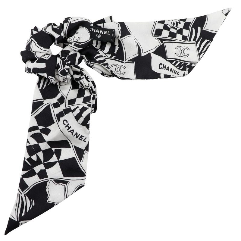 Chanel Chou Chou Coco Mark Logo Ribbon Silk Black/white Women's Other Accessorie