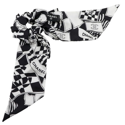 Chanel Chou Chou Coco Mark Logo Ribbon Silk Black/white Women's Other Accessorie