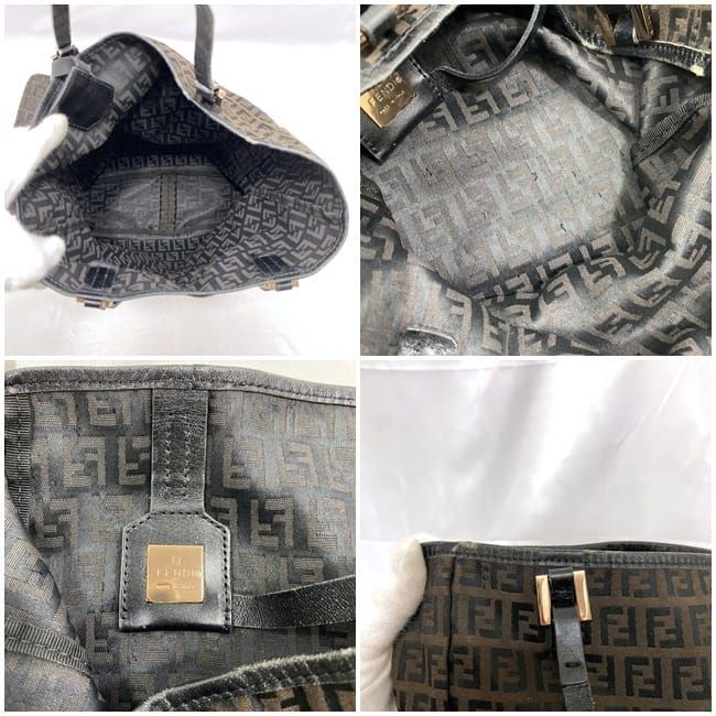 Fendi Tote Bag Ec21843 Brown Black Zucchino