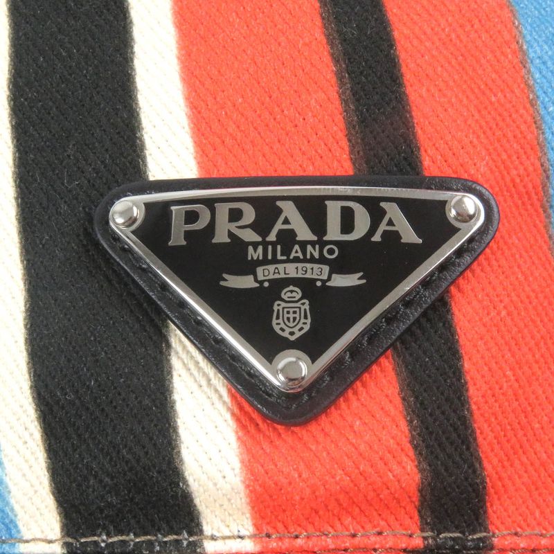 Prada 2hc137 Stripe Triangle Logo Triangle Plate Bucket Hat Orange Multicolor