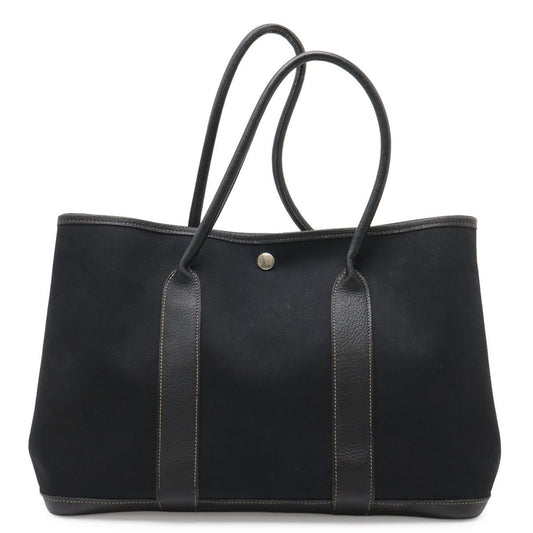 Hermes Garden Party PM Tote Toile Officier Canvas Black Silver