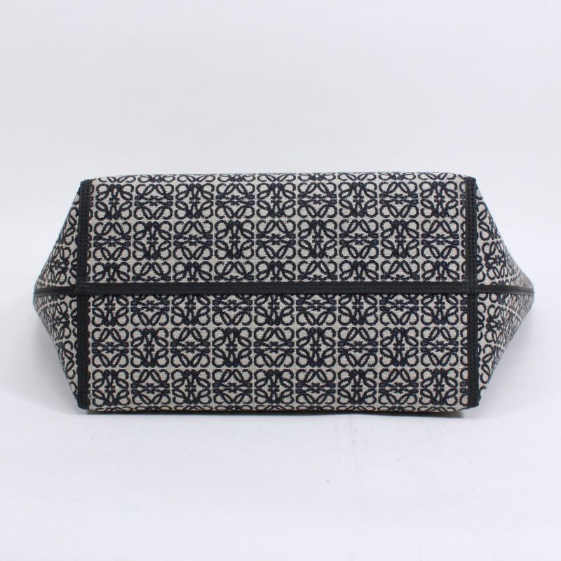 Loewe Leather X Canvas Navy X Black Tote Bag Silver B533z73x08