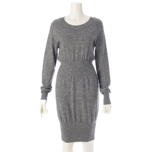 Chanel Wool Coco Button Knit Dress Gray 36