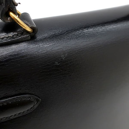Hermes 2way Bag Mini Kerry Doe Outer Stitch Box Calf Black Gold Hardware Black