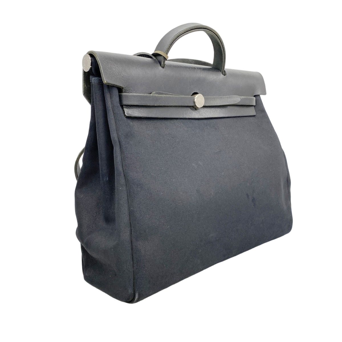 Hermes Handbag Toile Officier Black Silver 2-Way — view 2