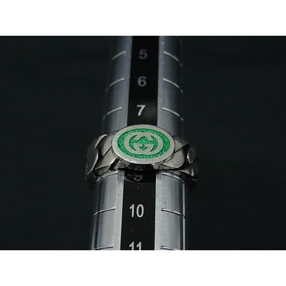 Gucci Interlocking Ring Silver Green — view 4