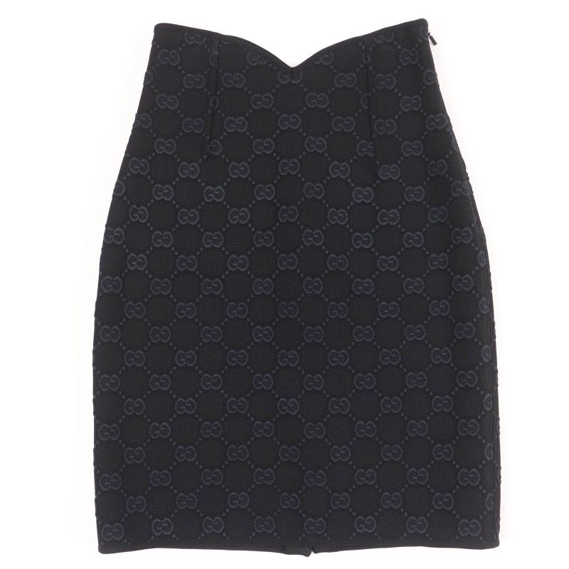Gucci 747361 GG Viscose Cles Loop Skirt Black XS Hanger Genuine