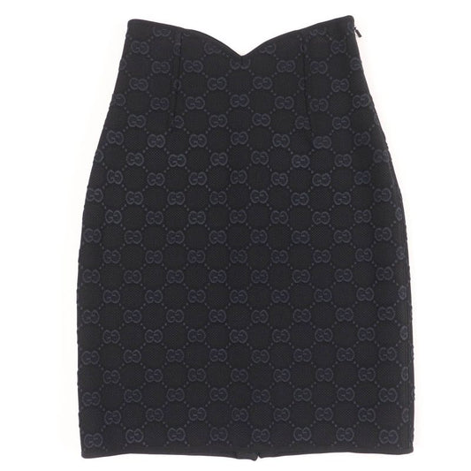 Gucci 747361 GG Viscose Cles Loop Skirt Black XS Hanger Genuine