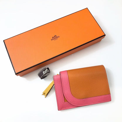 Hermes Camaille Mini Coin Case Veau Epsom Orange Pink
