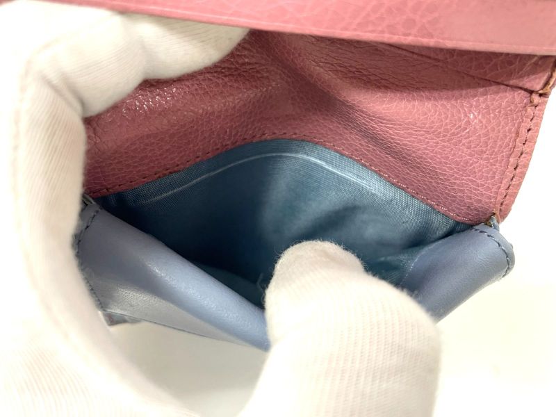 Prada Etiquette Calf Leather Compact Wallet Bifold Wallet Pink X Light Blue