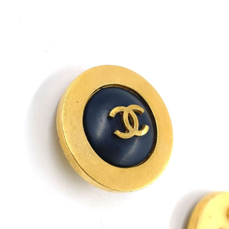 Chanel Round Coco Mark GP X Plastic Gold X Black Earrings