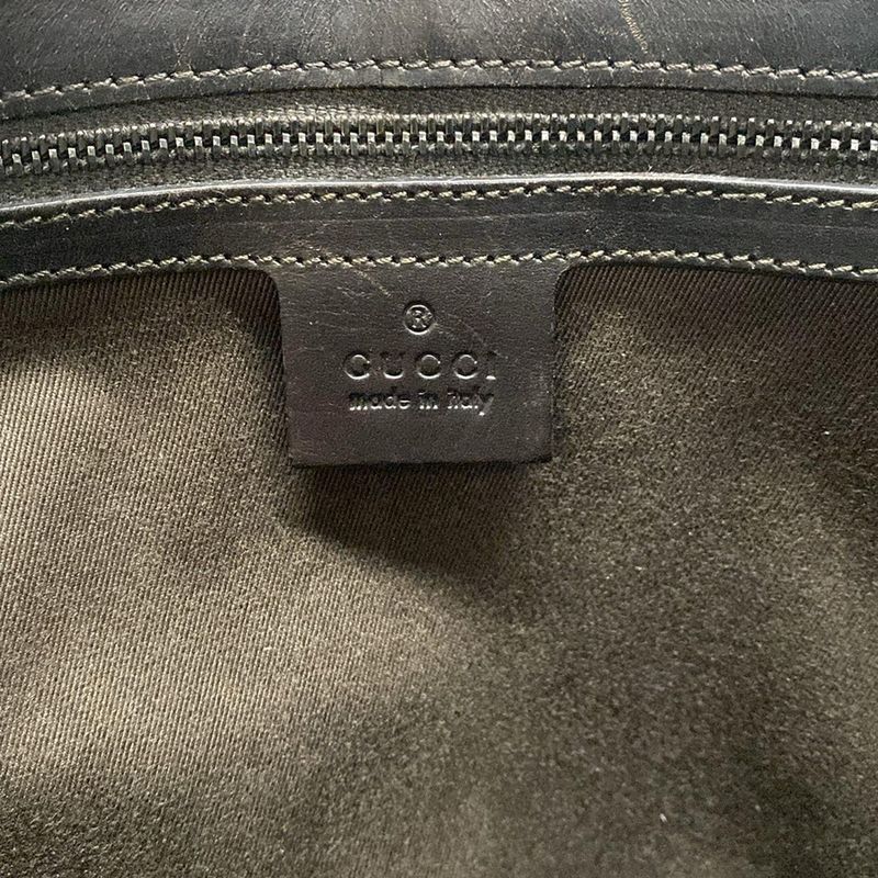 Gucci Tote Bag GG Pattern 106241 Dark Brown And Beige Leather