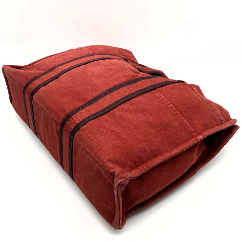 Hermes Fourre Tout MM Handbag Tote Bag Handbag Bag Silver Hardware Canvas Red