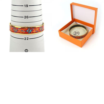 Hermes Bangle Emile Metal Enamel Red Multicolor Gold Hardware Accessories