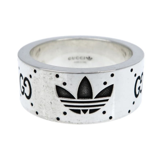 Gucci Adidas Collaboration Ring Engraving Wide Trefoil 17 AG 925 Jewelry