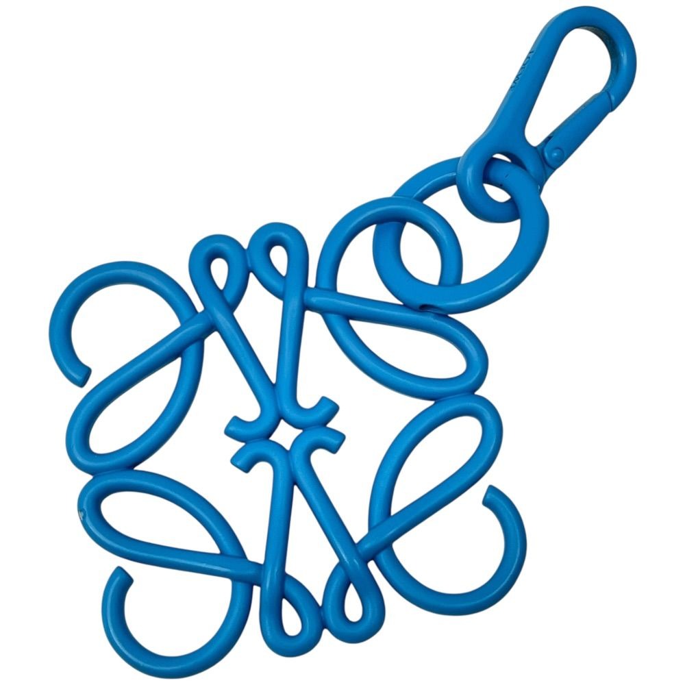 Loewe Anagram Bag Charm Key Holder Ring Metal Blue