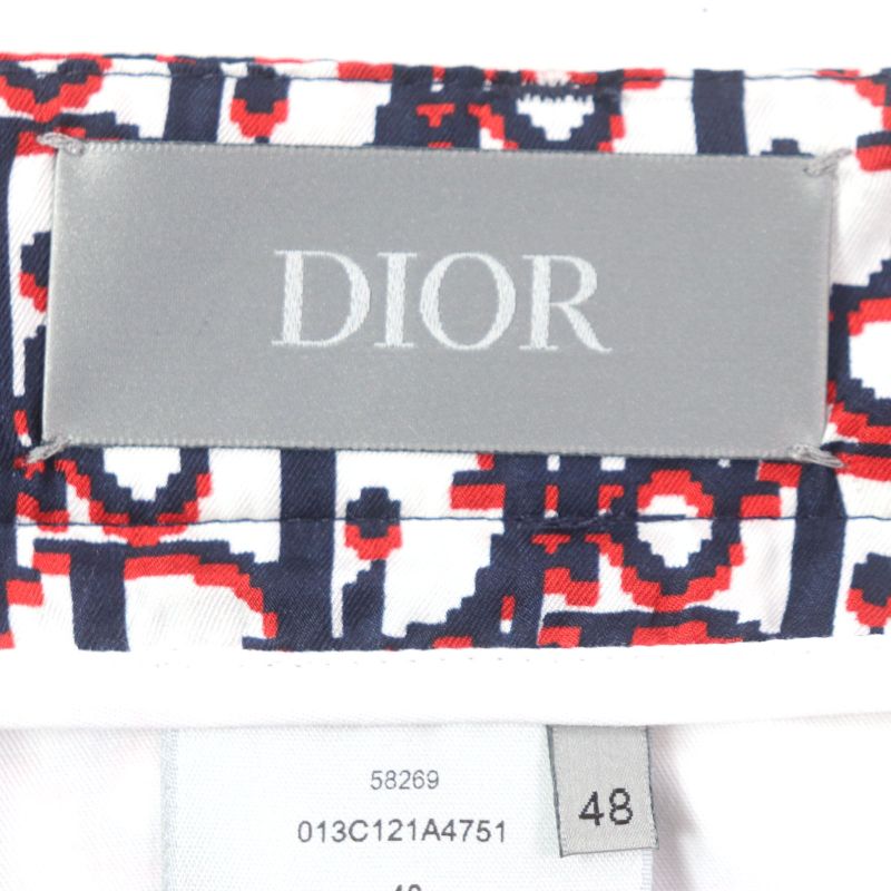  DIOR Homme 20SS 013c121a4751 Silk Obscure Pixel Bermuda Shorts White Navy Red
