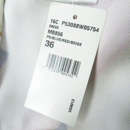 CHANEL P53088 16C 100% Silk Coco Mark Pattern Short Sleeve Dress Pink Blue Red