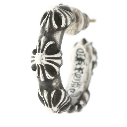 Chrome Hearts Hoop Cross Band Earrings Silver