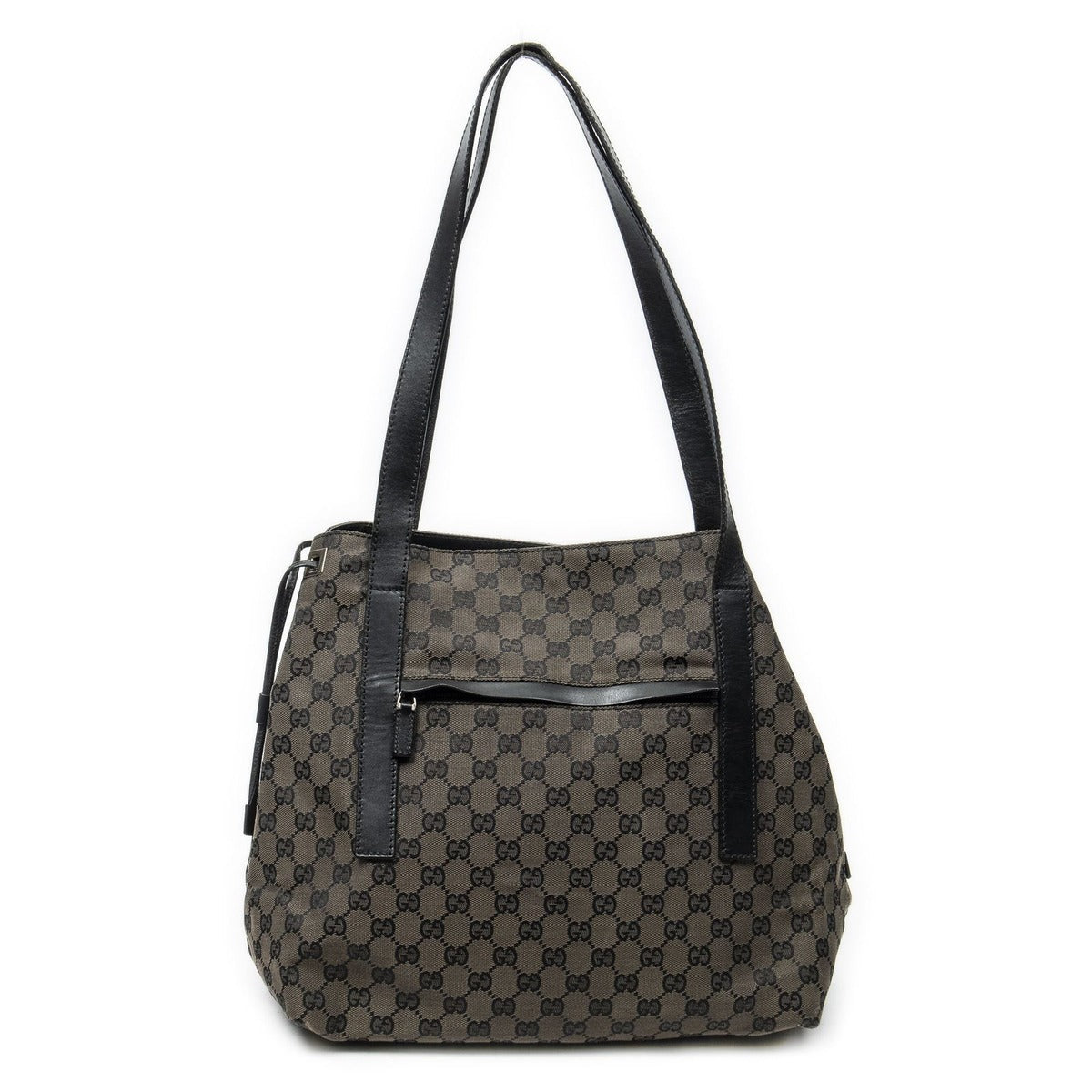 Gucci Drawstring Tote Brown Black GG Canvas