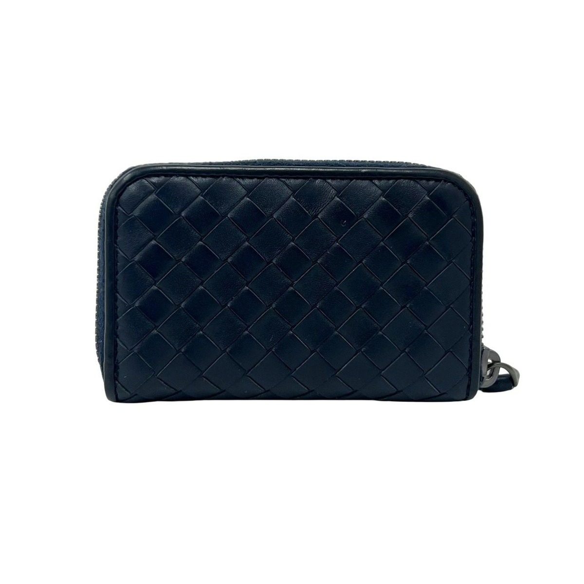 Bottega Veneta Intrecciato Leather Compact Coin Case Card Navy — view 2