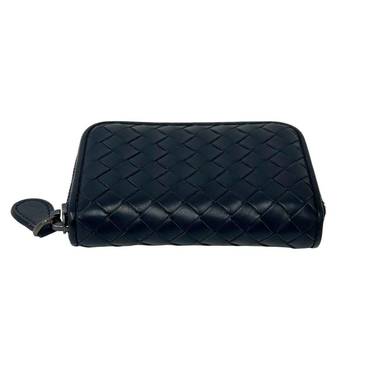 Bottega Veneta Intrecciato Leather Compact Coin Case Card Navy — view 6