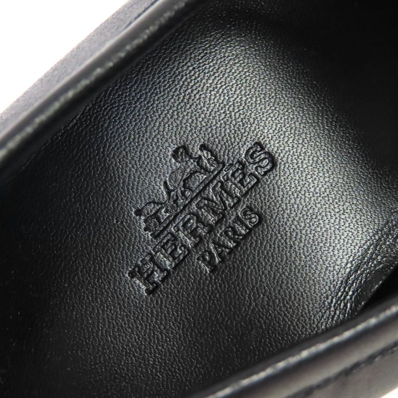 Hermes Royale Gold Hardware Moccasin H Motif Buckle Fringe Leather Loafer Black