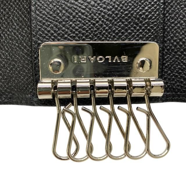 Bvlgari 288156 6-ring Key Case Logo Clip Leather Black
