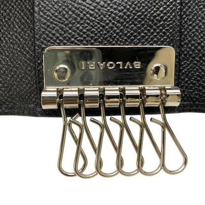 Bvlgari 288156 6-ring Key Case Logo Clip Leather Black