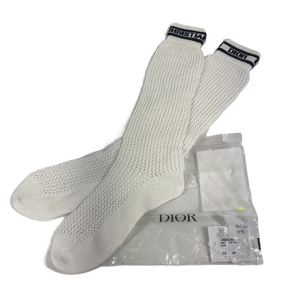 Dior Socks Logo Knee High Cotton White