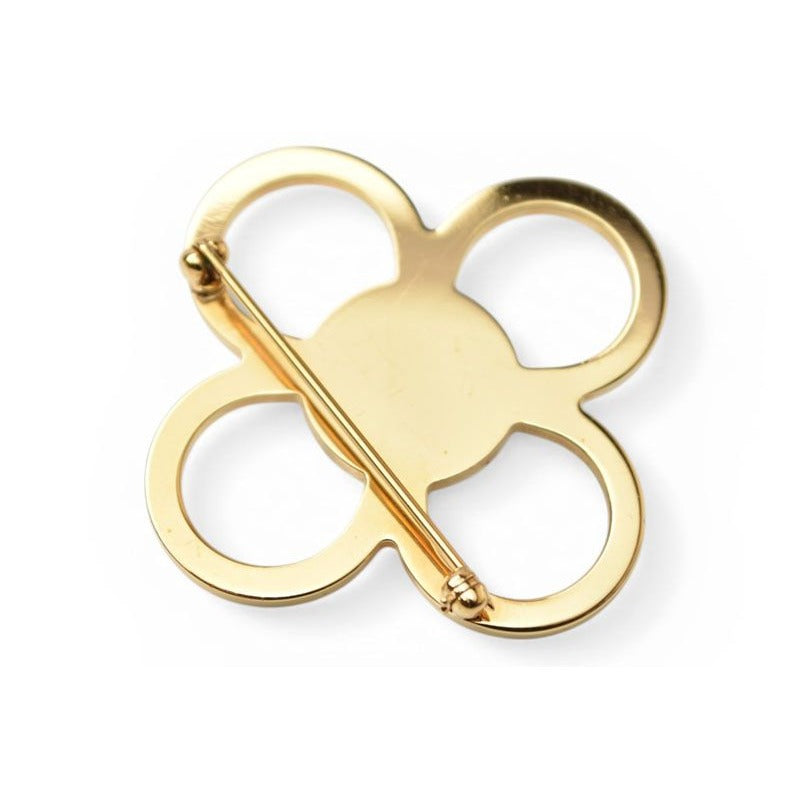 Louis Vuitton Pin Brooch Monogram Flower Gold Pearl Motif — view 4