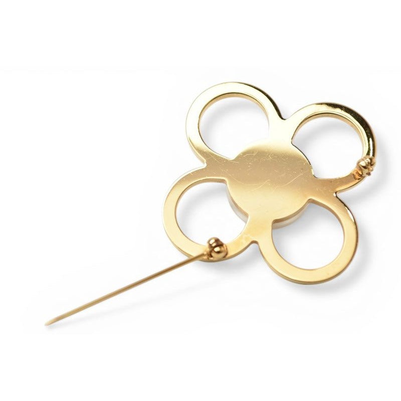 Louis Vuitton Pin Brooch Monogram Flower Gold Pearl Motif — view 6