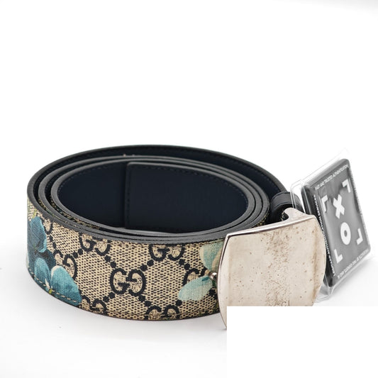 Gucci GG Supreme Blooms Belt Floral Print Navy