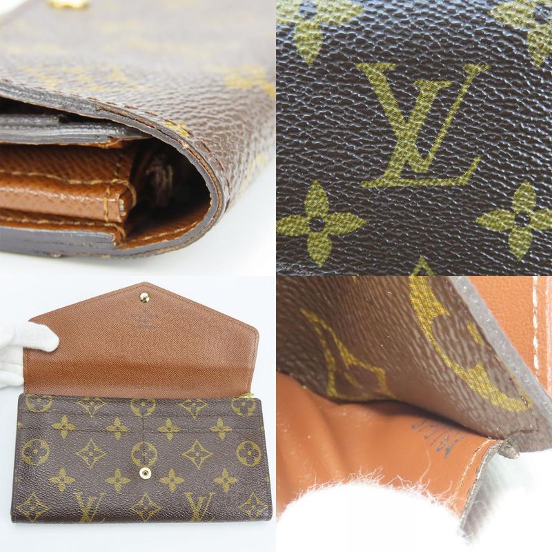 Louis Vuitton Long Wallet Portefeuille Sarah M60531 Monogram Brown Gold