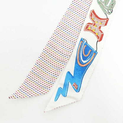 Hermes Twill-kantha Chevaloslope White Silk Scarf Accessory