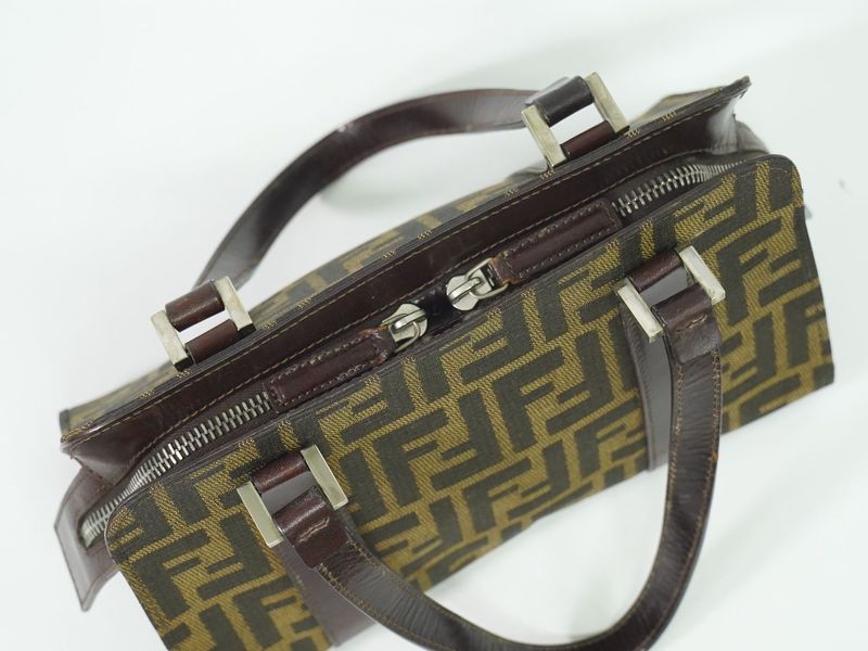 Authentic Fendi Zucca Handbag Canvas Brown Zucca Bag Pre-owned [follow-up