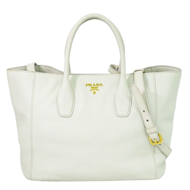 Authentic Prada Leather 2WAY Shoulder Bag Handbag Pochette Ivory Bn2694 Bag