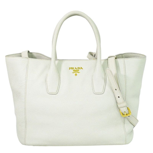 Authentic Prada Leather 2WAY Shoulder Bag Handbag Pochette Ivory Bn2694 Bag