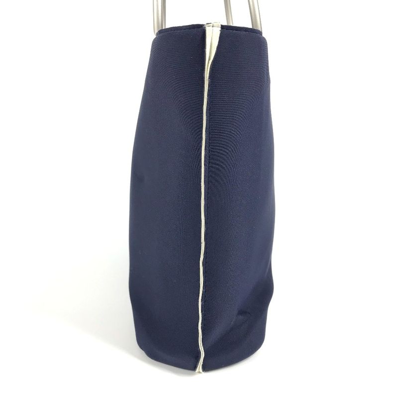 Chanel Handbag Metal Handle Polyamide Navy
