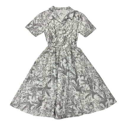 Christian DIOR Dress White Gray Kids Short Sleeve Logo Dress