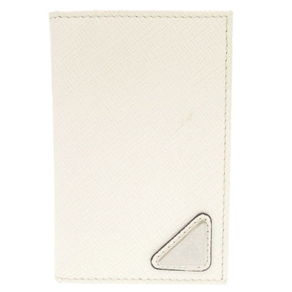 Prada Saffiano Triangle White Card Case