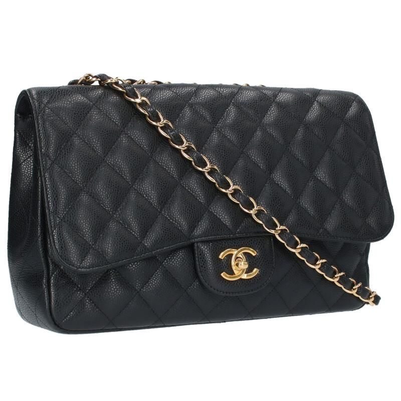 Chanel Deca Matelasse 30 Caviar Skin Single Flap Chain Shoulder Bag Women 30